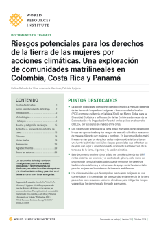 Riesgos potenciales para los derechos de la tierra de las mujeres por acciones climáticas