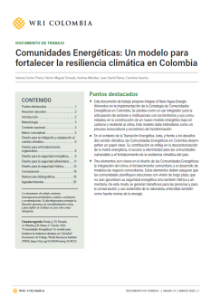 Portada Documento de trabajo sobre Comunidades energéticas en Colombia