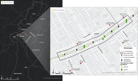 Mapa de localización de la Avenida Guayacanes en Bogotá