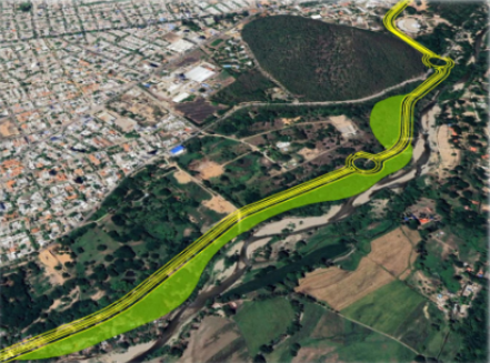 Simulación de un área del Parque Lineal del río Guatapurí