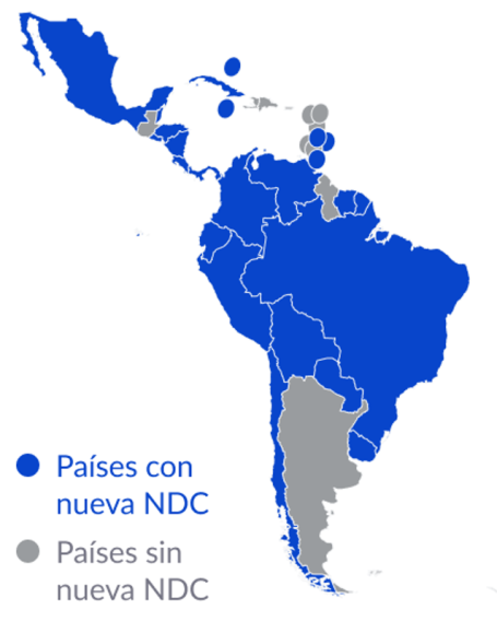 Mapa de América Latina y el Caribe y actualización de NDC
