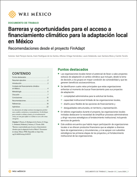 Barreras y oportunidades para el acceso a financiamiento climático para la adaptación local en México