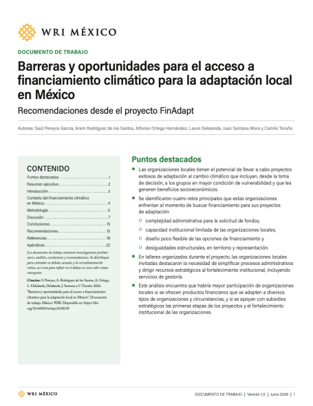 Barreras y oportunidades para el acceso a financiamiento climático para la adaptación local en México